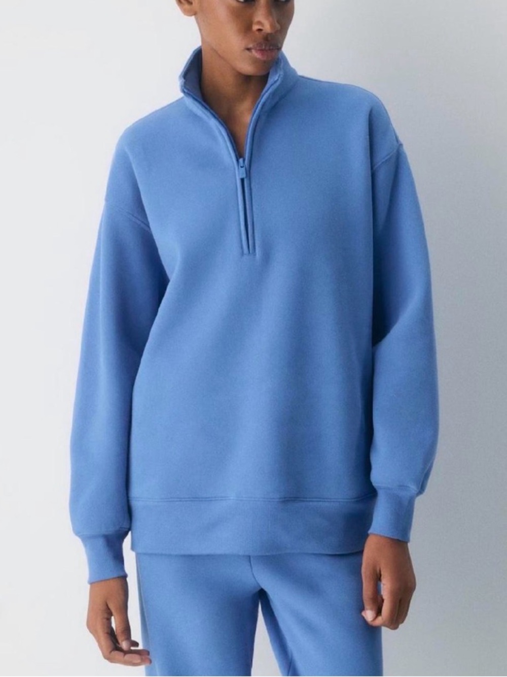 Aritzia sweat fleece boyfriend 1/2 zip sweat with mega straight sweatpants